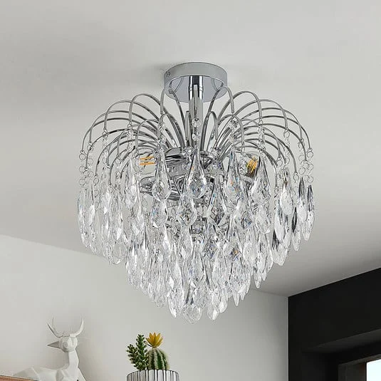 Plafón Silino de Lindby, gris, metal, Ø 40 cm, E14
