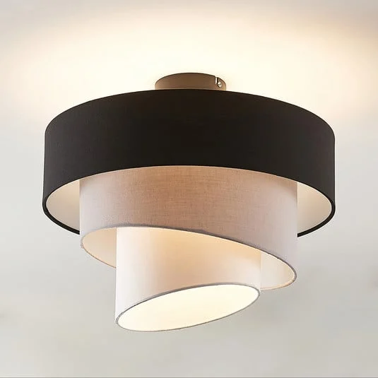 Lámpara de techo Lindby Coria, negro/gris/blanco, Ø 40 cm, E27