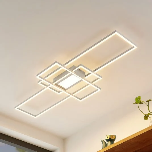 Plafón LED Lindby Caitlin, blanco, metal, 105cm