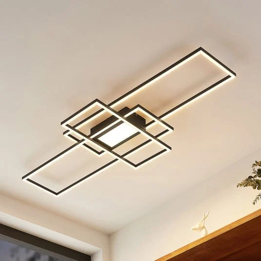 Plafón LED Lindby Caitlin, antracita, metal, 105cm