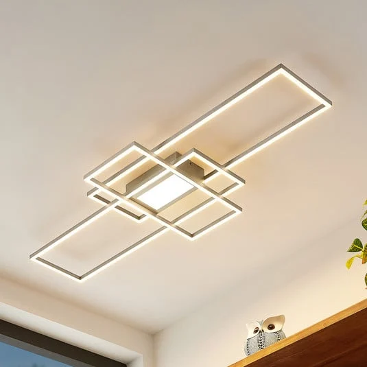 Plafón LED Lindby Caitlin, níquel, metal, 105cm