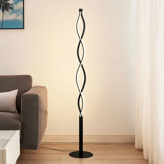 Lámpara de pie LED Welina de Lindby, negra, 150 cm, atenuable