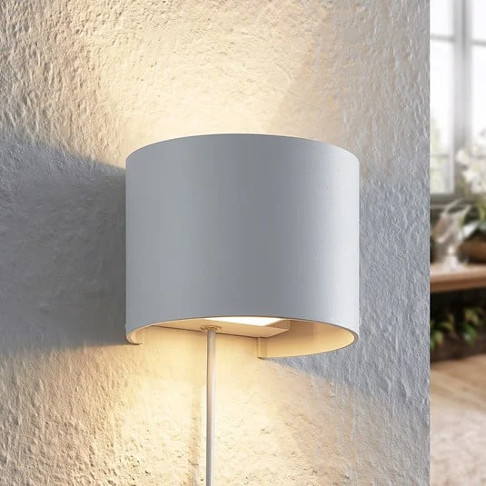 Aplique de pared Arcchio Zuzana, redondo, blanco, enchufe, G9, 13 cm
