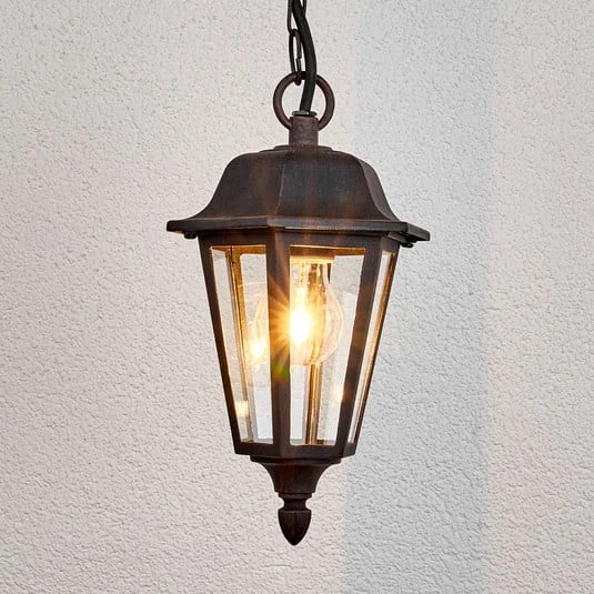 Lámpara colgante exterior Lindby Lamina, Ø 18 cm, farol, E27