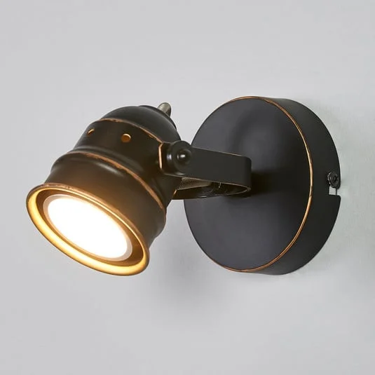 Foco de pared Lindby Leonor, negro, metal, 1 luz, 9,5 cm