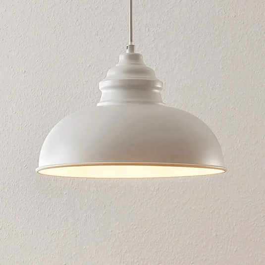 Lámpara colgante Lindby Cliona, blanca, metal, Ø 31 cm, E27