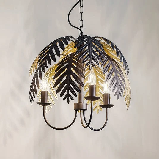 Lucande Aparas lámpara colgante aspecto hoja, 1 luz, 50 cm