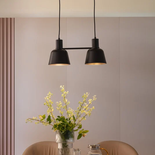 Lucande Servan lámpara colgante, negro, 2 luces