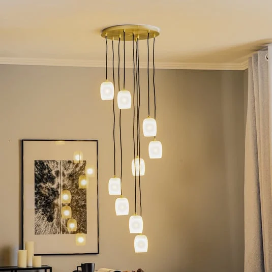 Lucande Taylan lámpara colgante 9 luces rondel