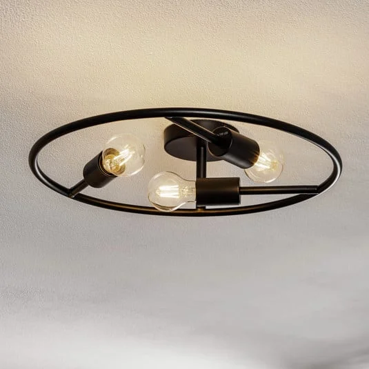 Lucande Linnard plafón de acero, 3 luces