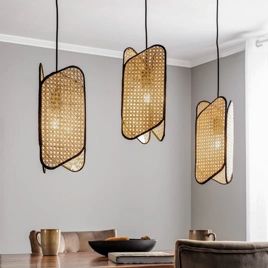 Lucande Bassiola lámpara colgante de bambú, 3 luz