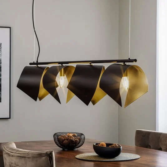 Lucande Mikolay lámpara colgante, 4 luces, negro