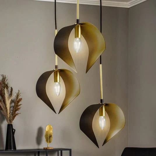 Lucande Mikolay lámpara colgante, 3 luces, negro