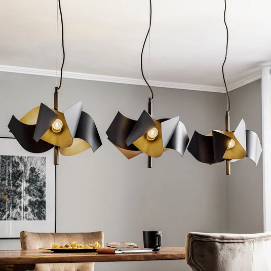 Lucande Imron lámpara colgante, 3 luces, negro