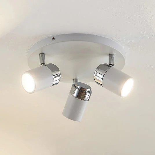 Foco Lindby Kardo, redondo, 3 luces, blanco, metal, IP44