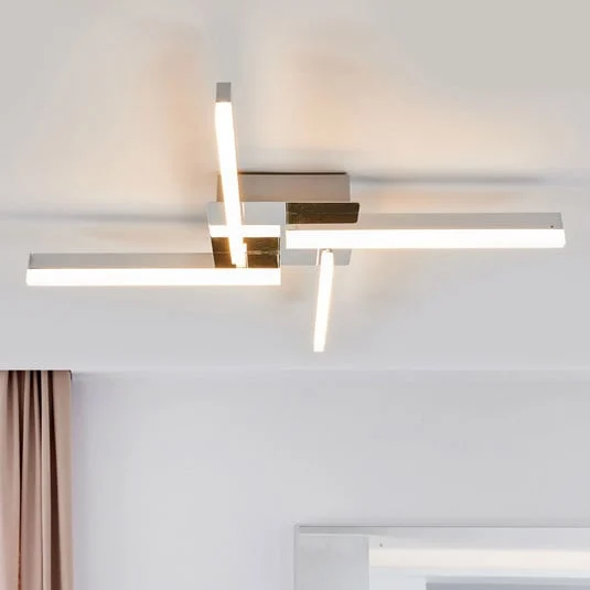 Lámpara LED de techo Patrik de Lindby, 59 cm, 4 luces, cromo, IP44