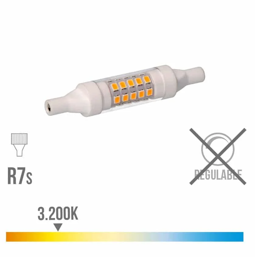 BOMBILLA LINEAL LED 78 MM R7S 5.5W 600 LM 3200K LUZ CALIDA BASE CERAMICA