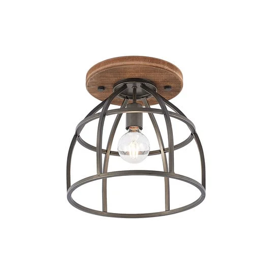 Rutger Round Lámpara de Techo Wood/Black - Lindby