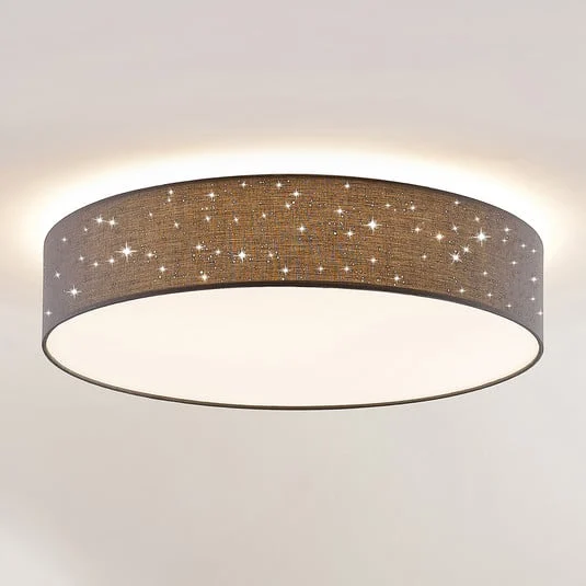 Lámpara LED de techo Ellamina de Lindby, Ø 60 cm, antracita, textil