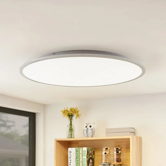 Lámpara LED de techo Lindby Narima, 4.000 K, Ø 80 cm, plata