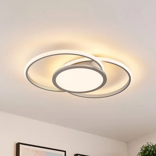 Lámpara LED de techo Lucande Senne, 63 cm, plata, aluminio