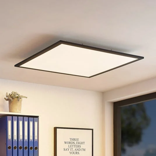 Panel LED Lindby Nelios, 62 x 62 cm, 4.000 K, negro, metal