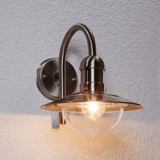 Lindby aplique de exterior Damion, 30 cm, acero inoxidable, E27, IP44