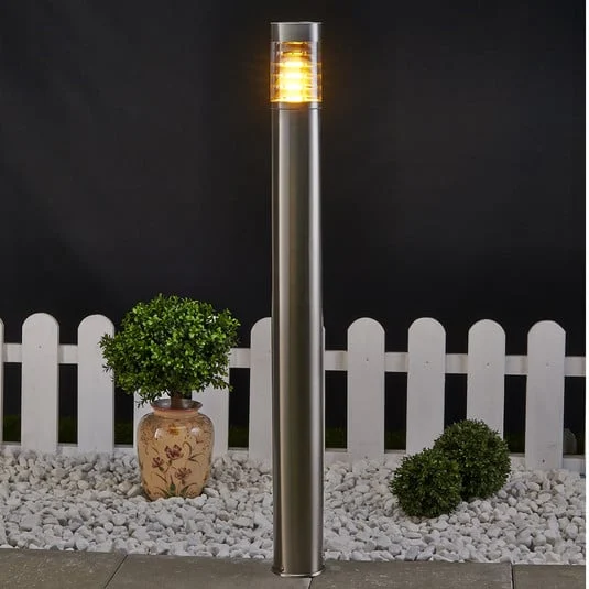 Lindby Bolardo luminoso Enja, 100 cm, acero inoxidable, IP44, E27