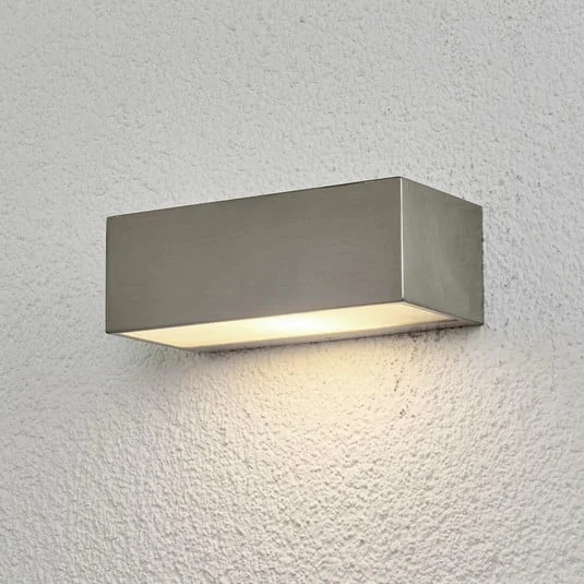 Lindby Aplique de exterior Leonora, 20 cm, angular, acero inoxidable