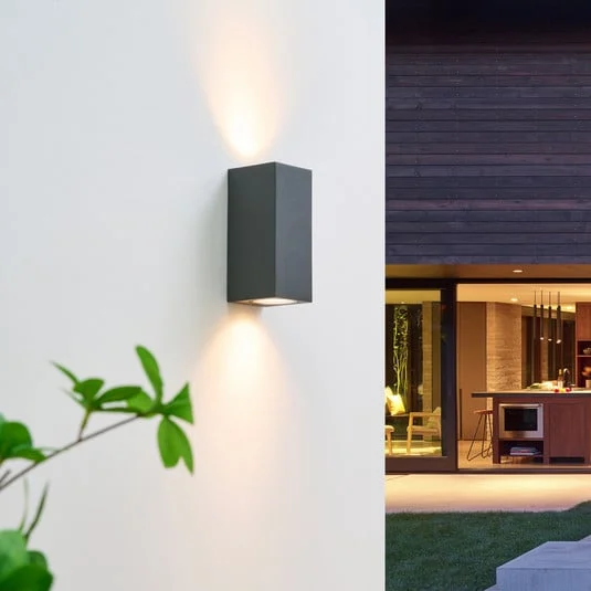 Lucande foco de pared Lavina, 17 cm, antracita, GU10, 2 luces.