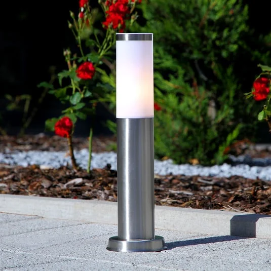 Lindby Baliza Kristof, acero inoxidable, 45 cm de altura, E27