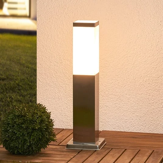 Lindby Baliza Lorian, 45 cm, acero inoxidable, IP44, E27