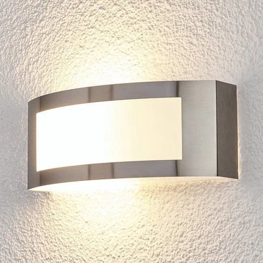 Lindby aplique para exterior Raja, 25 cm de ancho, acero inoxidable, IP44, E27