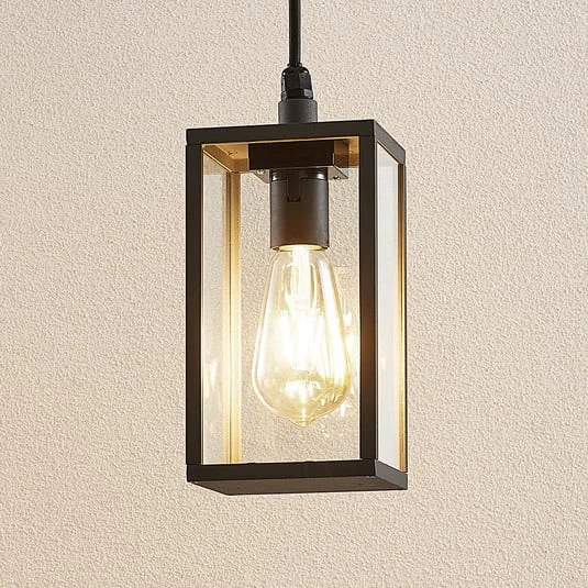 Lámpara colgante exterior Filimon de Lindby, antracita, 22 cm, IP44, E27