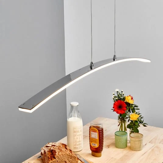 Lucande Lámpara colgante LED Lorian, 99 cm, cromo, metal