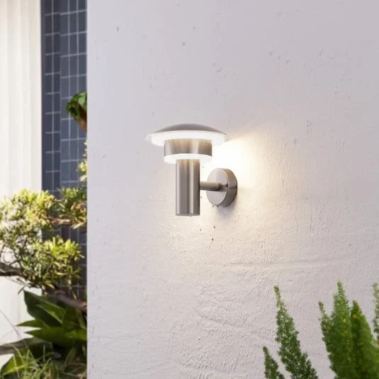 Lindby Aplique LED para exterior Lillie, altura 19 cm, acero inoxidable