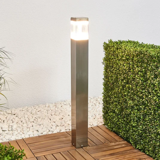 Bolardo luminoso LED Lindby Baily, altura 80 cm, acero inoxidable, IP44