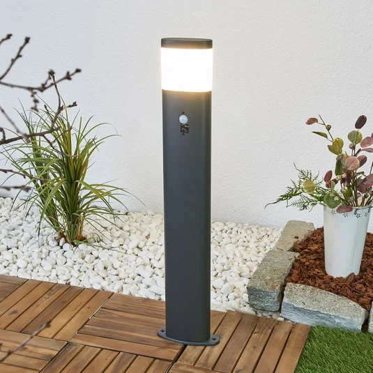 Bolardo luminoso LED Obri de Lindby, 80 cm, antracita, sensor