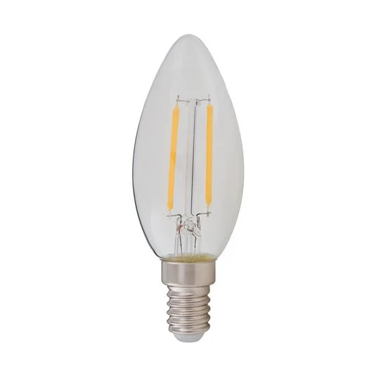 Bombilla LED Lindby, tipo vela, casquillo E14, 2 W, transparente, 2700 K