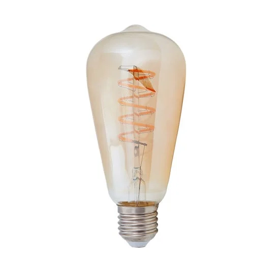E27 LED Rustika Curved Line 4W, 1800K, ámbar