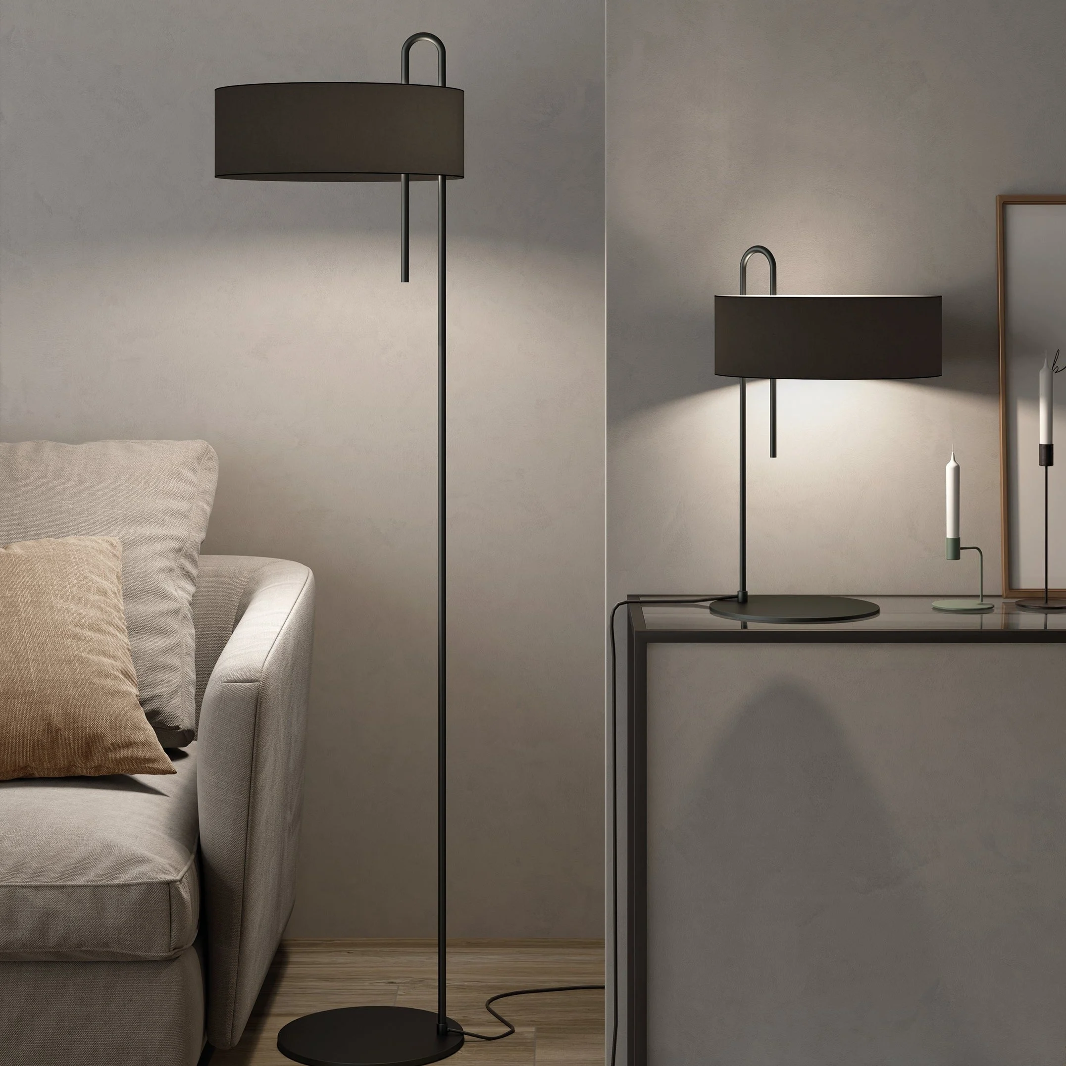 Lámpara de pie ACB Clip LED 15W E27 metal negro 150cm H8178N