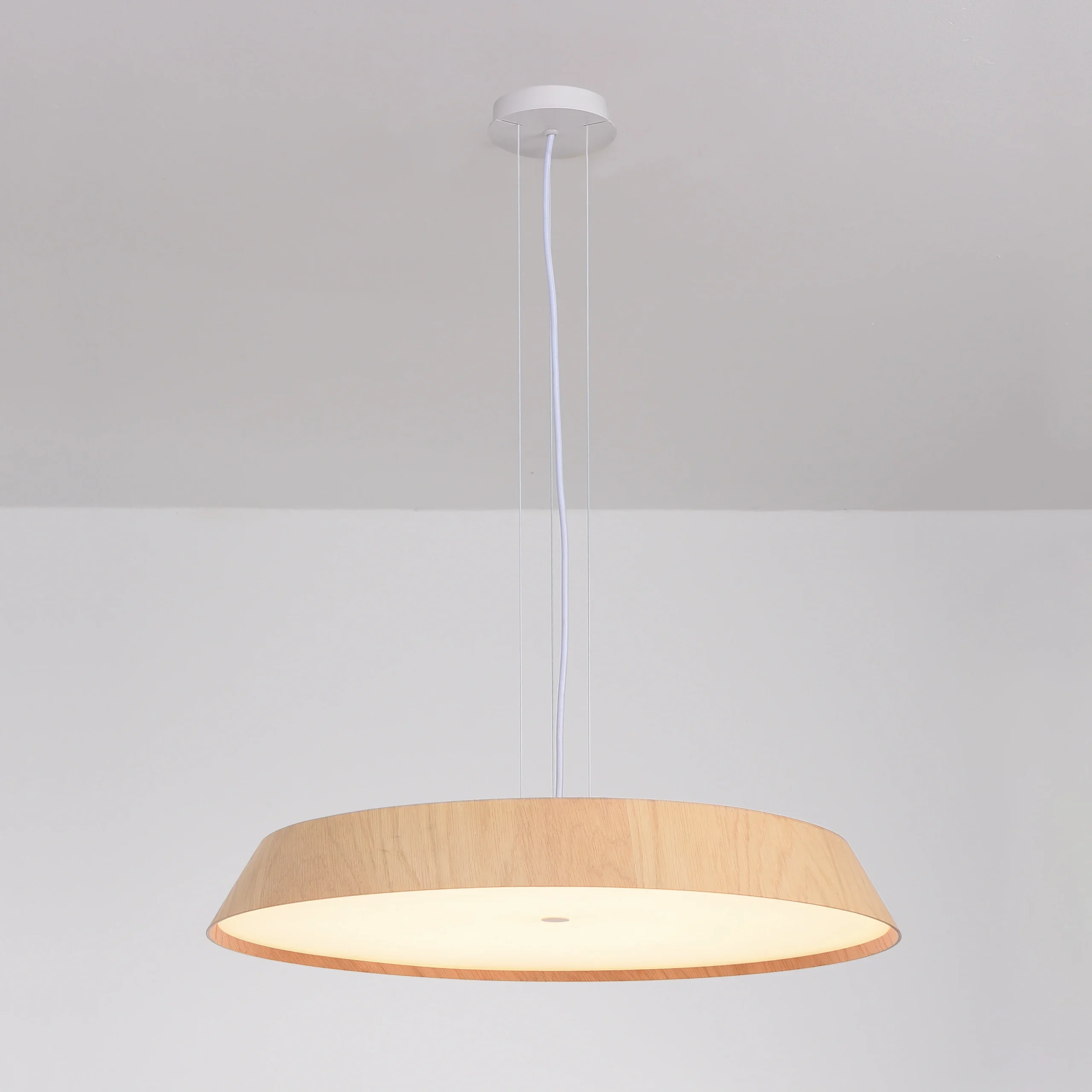 Lámpara de techo colgante ACB Cora Madera Haya y Blanco Texturado Ø61cm C4015070OAK