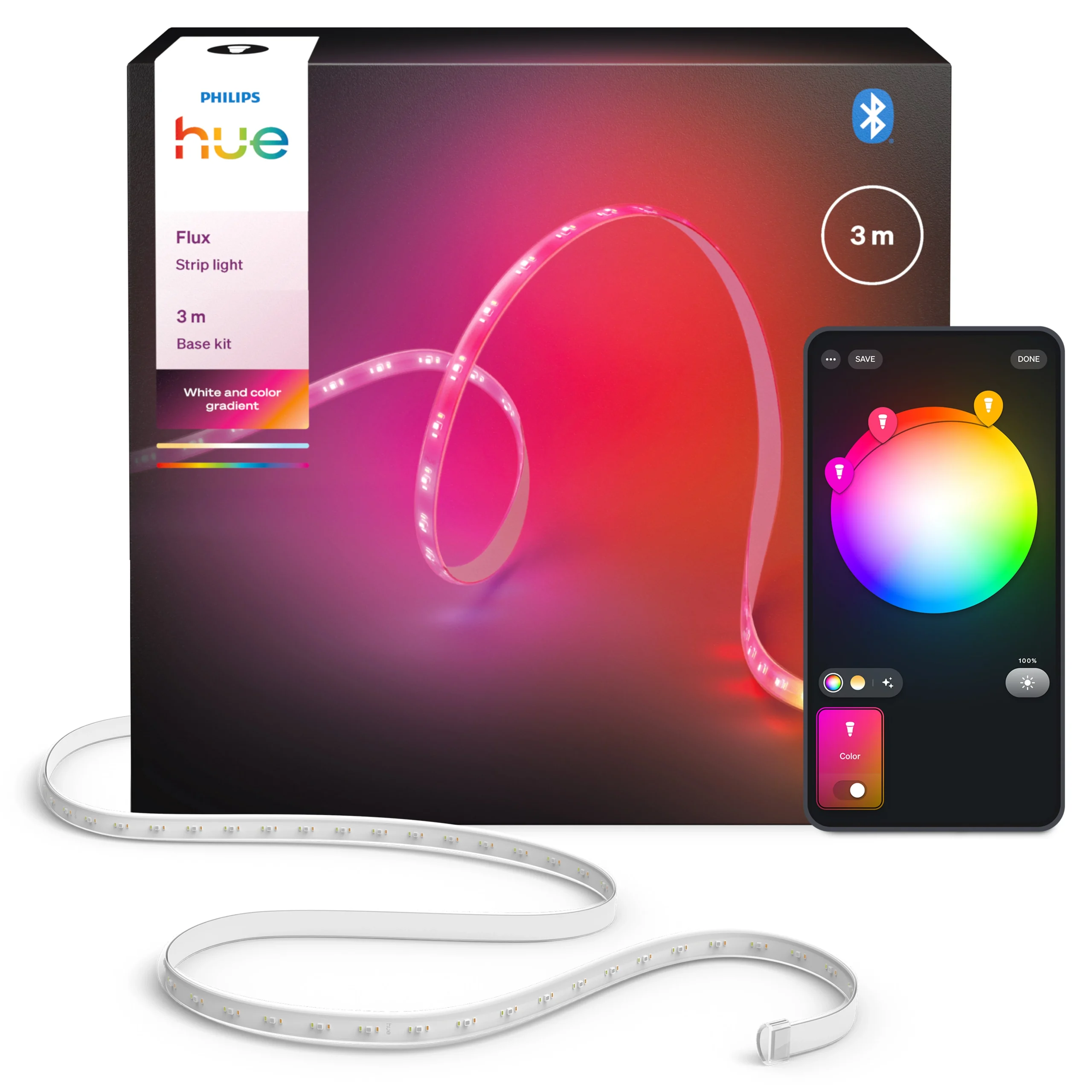 Philips Hue White and Color Ambiance Tira LED flux ledstrip blanco RGBW 12W 87211