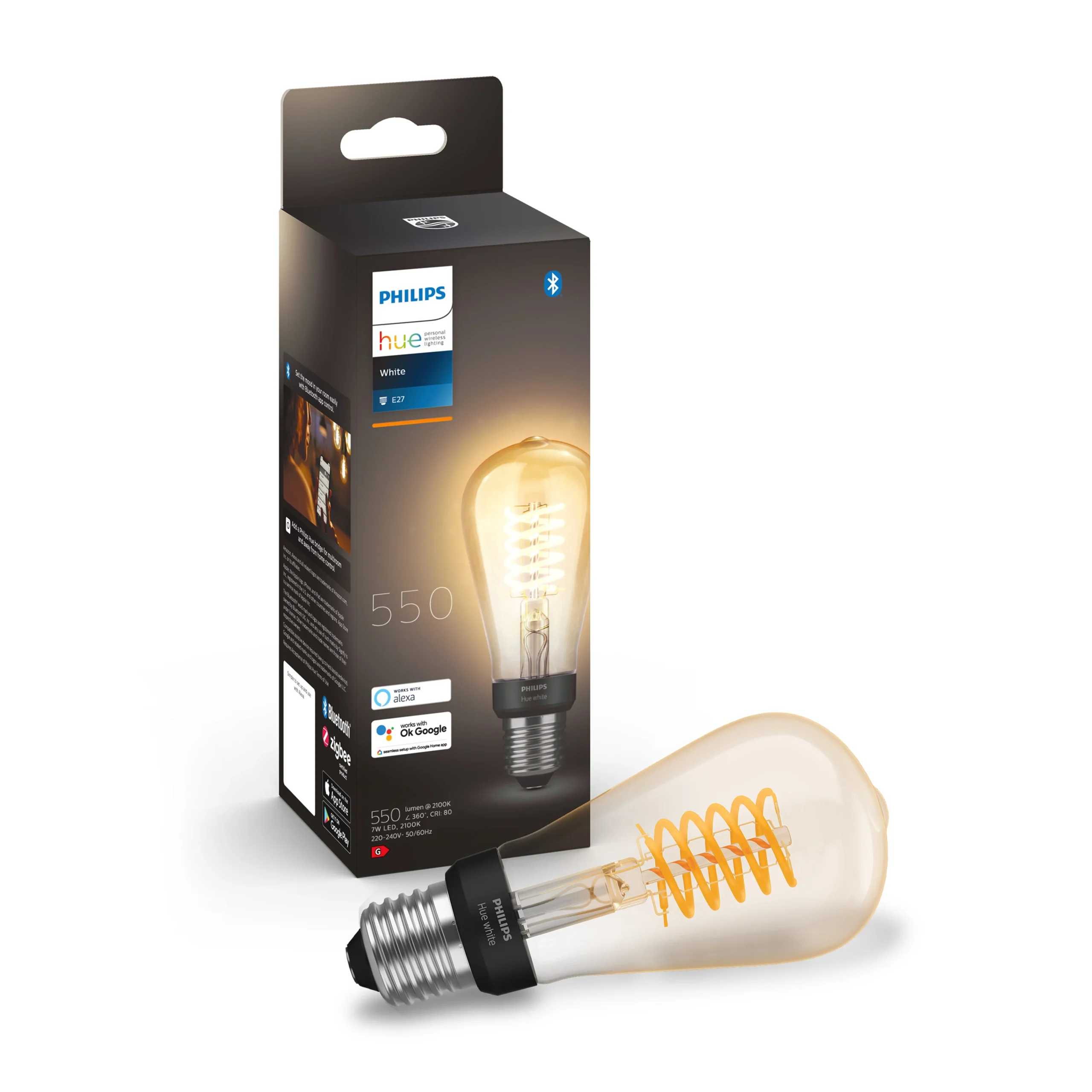 Philips Hue White Bombilla filament White E27 7W 550lm