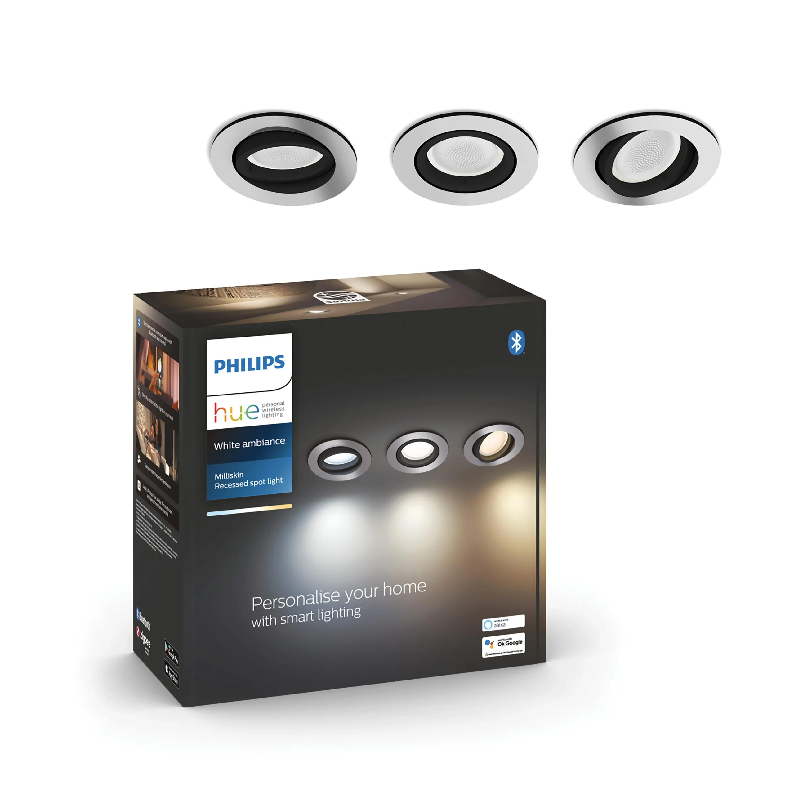 Philips Hue Empotrable Milliskin blanco White Ambiance 5W 871951434284200 (3 uds) 350lm