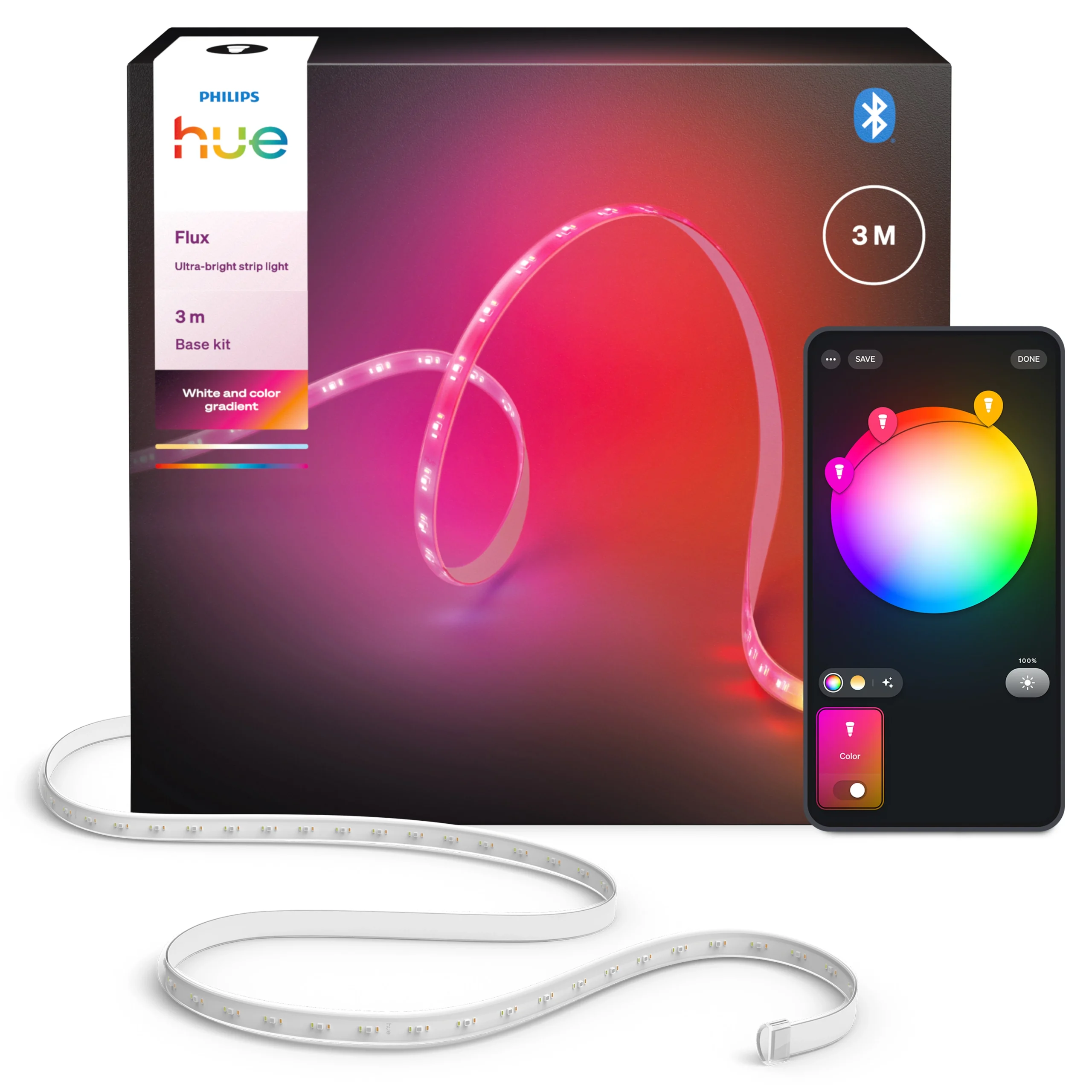 Philips Hue White and Color Ambiance Tira LED flux ledstrip blanco RGBW 29W 87211