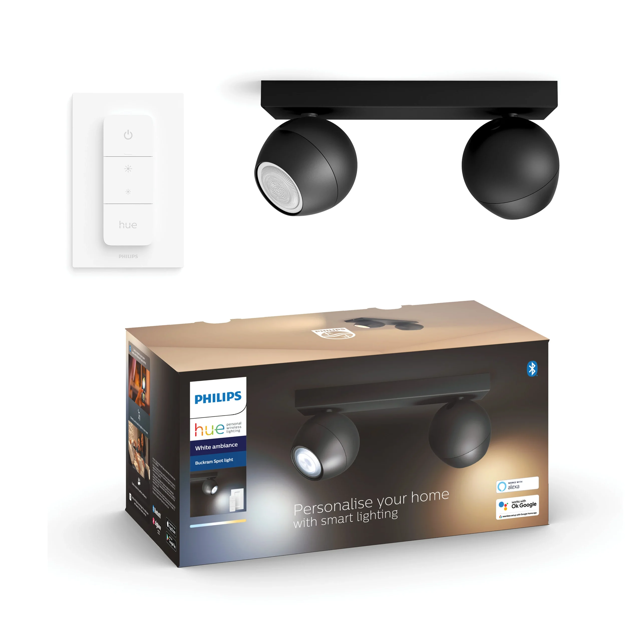 Philips Hue Foco Buckram negro White Ambiance 5W 871951433908800 350lm