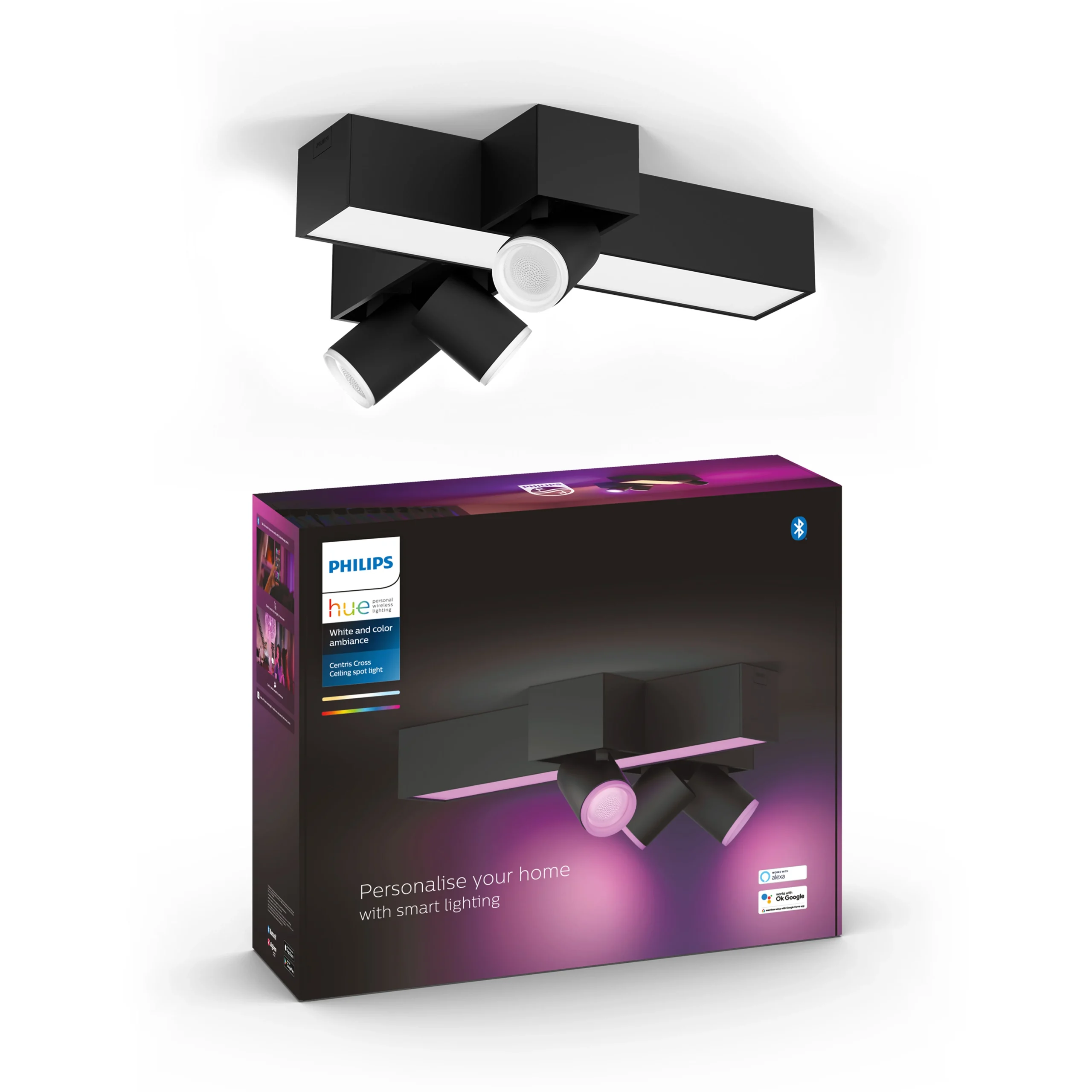 Philips Hue White and Color Ambiance Foco 3 luces Centris negro RGBW 25W 5060830P7 350lm