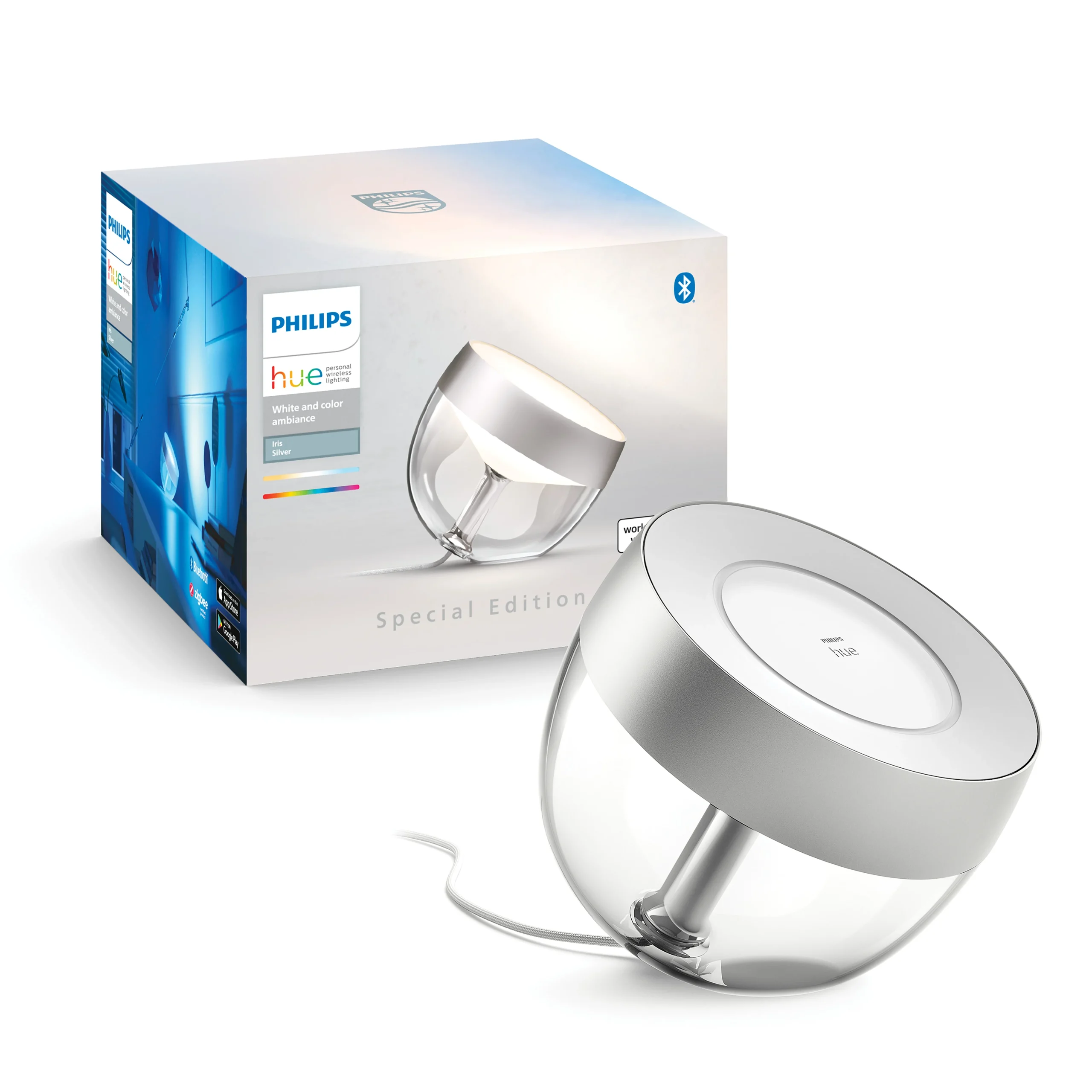 Philips Hue White and Color Ambiance Lámpara de mesa Iris plata RGBW 8W 570lm