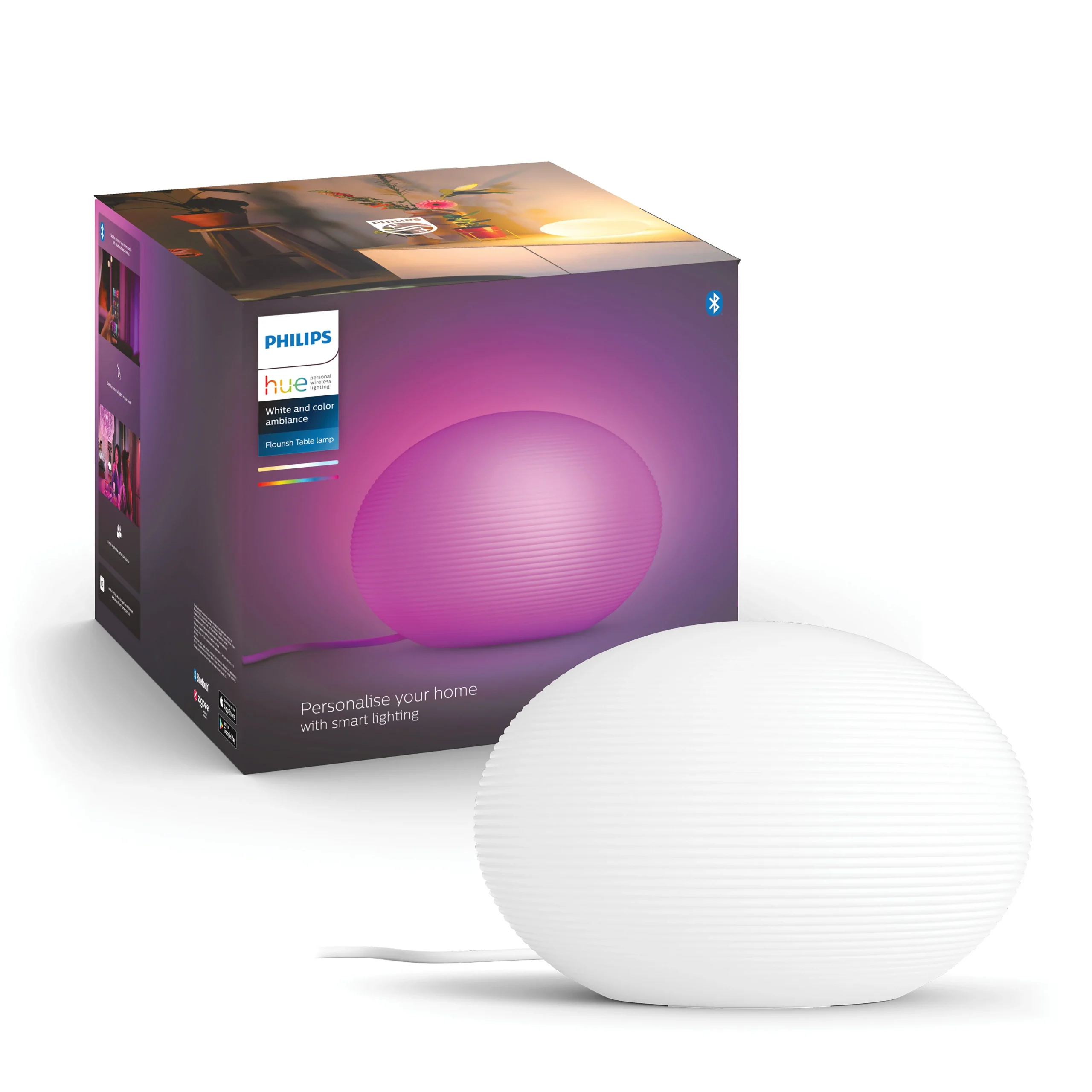 Philips Hue White and Color Ambiance Lámpara de mesa flourish blanco RGBW 10W 800lm